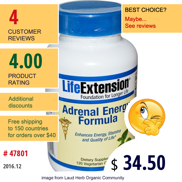 Life Extension, Adrenal Energy Formula, 120 Veggie Caps