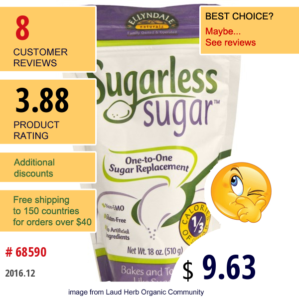 Now Foods, Sugarless Sugar, 18 Oz (510 G)
