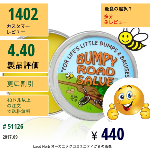 Sierra Bees, Bumpy Road 軟膏, .6 Oz (17 G)