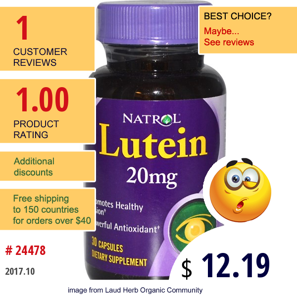 Natrol, *lutein, 20 Mg, 30 Capsules  