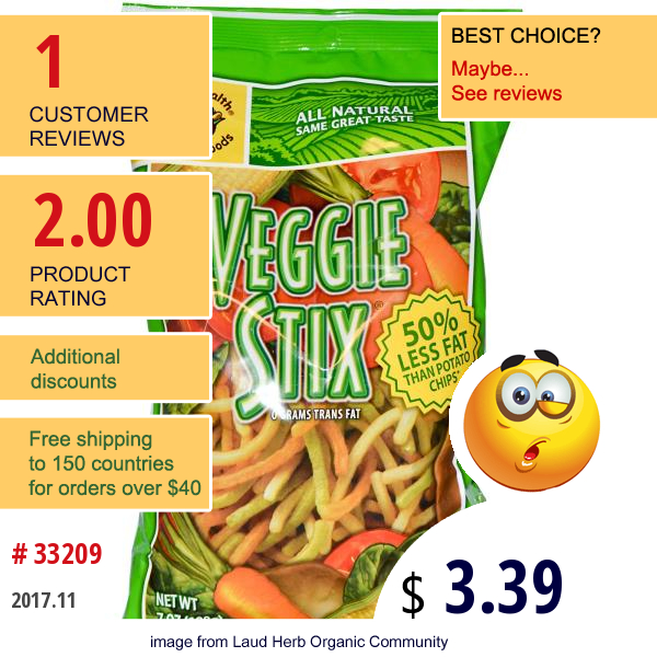 Good Health Natural Foods, Veggie Stix, 7 Oz (198 G)  