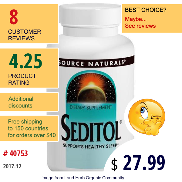 Source Naturals, Seditol, 365 Mg, 60 Capsules