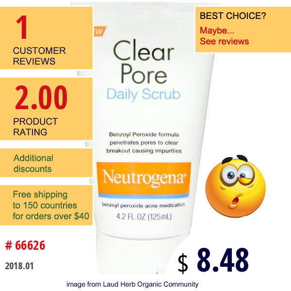 Neutrogena, Clear Pore Daily Scrub, 4.2 Fl Oz (125 Ml)  