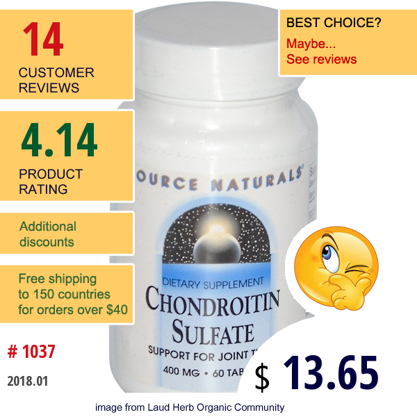 Source Naturals, Chondroitin Sulfate, 400 Mg, 60 Tablets