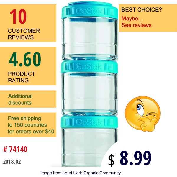 Gostak, Portable Stackable Containers, Teal, 3 Pack, 100 Cc Each