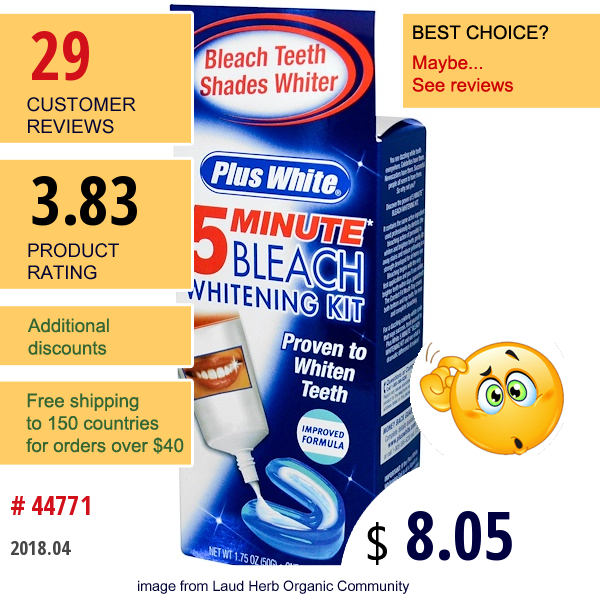 Plus White, 5 Minute Bleach Whitening Kit, 2 Piece Kit  