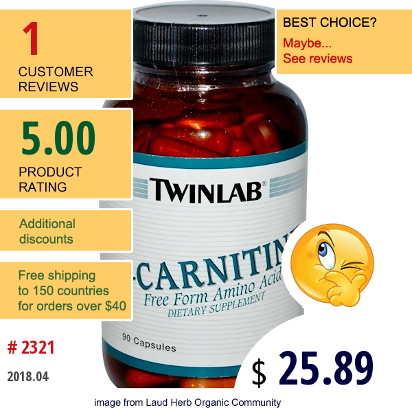 Twinlab, L-Carnitine, 250 Mg, 90 Capsules  
