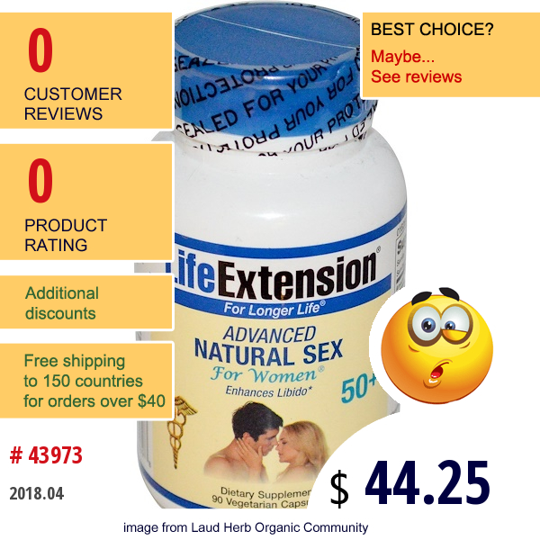 Life Extension, Advanced Natural Sex, For Women, 50+, 90 Veggie Caps Life Extension, Advanced Natural Sex, For Women, 50+, 90 Veggie Caps