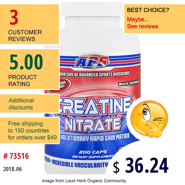 Aps, Creatine Nitrate, 200 Capsules  