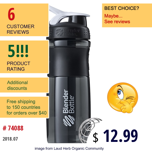 Sundesa, Blenderbottle, Sportmixer Tritan Grip, Black/white, 28 Oz  