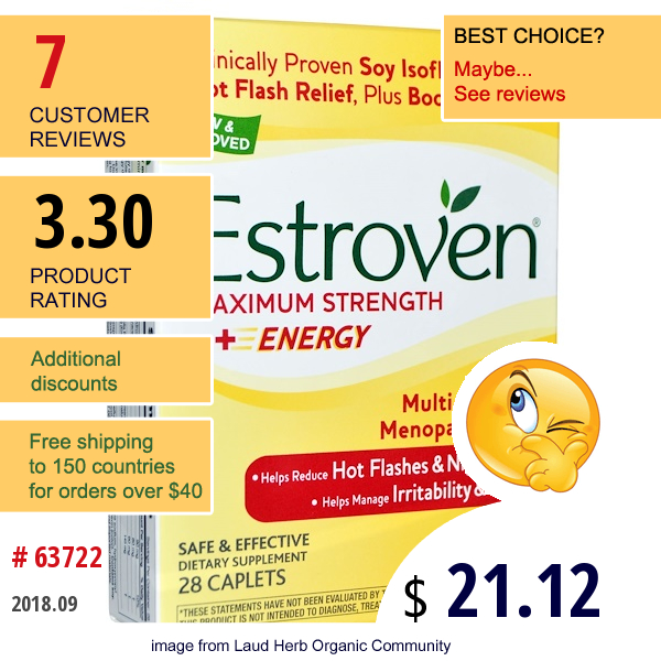 Estroven, Estroven, Maximum Strength + Energy, 28 Caplets