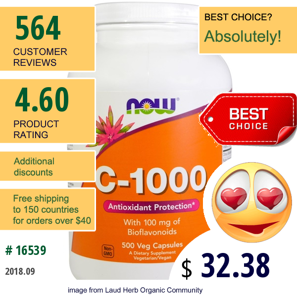 Now Foods, C-1000, With 100 Mg Of Bioflavonoids, 500 Veg Capsules
