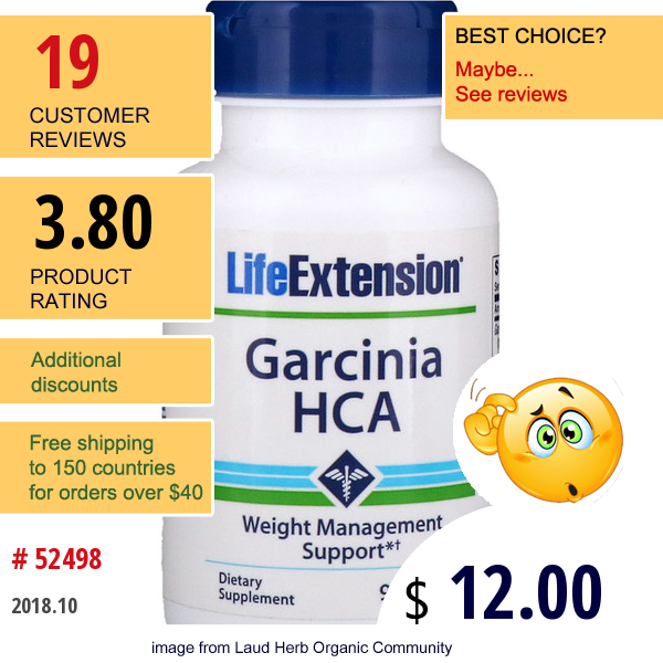 Life Extension, Garcinia Hca, 90 Vegetarian Capsules Life Extension, Garcinia Hca, 90 Vegetarian Capsules