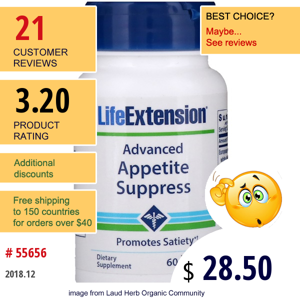 Life Extension, Advanced Natural Appetite Suppress, 60 Veggie Caps