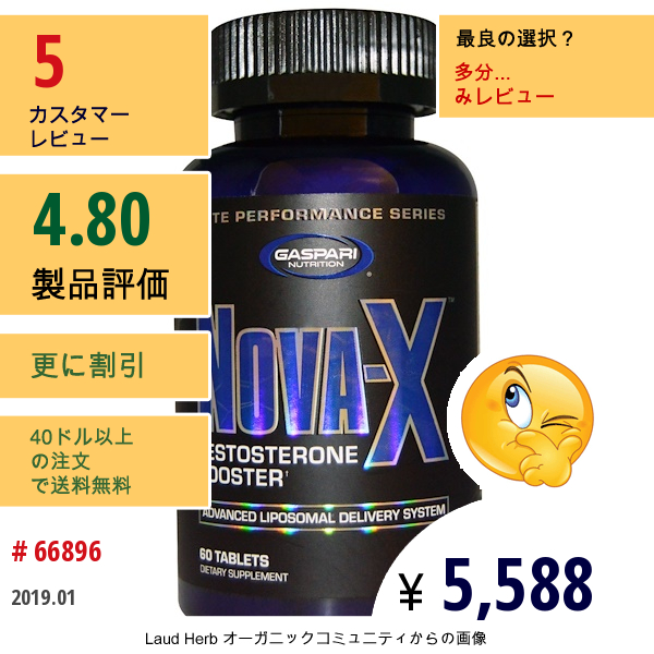 Gaspari Nutrition, Nova-X、 テストステロンブースター、 60錠  