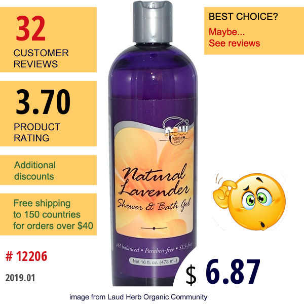 Now Foods, Natural Lavender Shower & Bath Gel, 16 Fl Oz (473 Ml)  