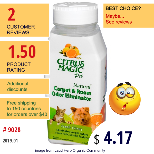 Citrus Magic, Natural Carpet & Room Odor Eliminator, Fresh Citrus, 11.2 Oz (317 G)  
