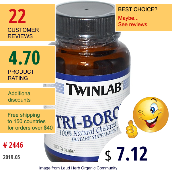 Twinlab, Tri-Boron, 3 Mg, 100 Capsules  