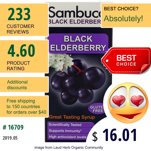 Sambucol, Black Elderberry Syrup, Original Formula, 7.8 Fl Oz (230 Ml)