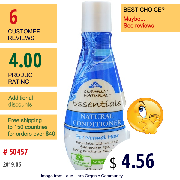 Clearly Natural, Natural Conditioner For Normal Hair, 12 Fl Oz (354 Ml) Clearly Natural, Natural Conditioner For Normal Hair, 12 Fl Oz (354 Ml)