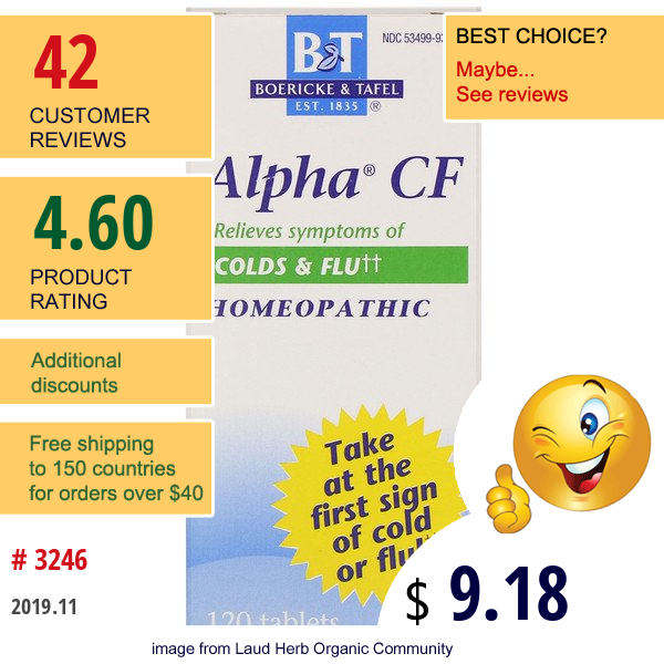 Boericke & Tafel, Alpha Cf, 120 Tablets