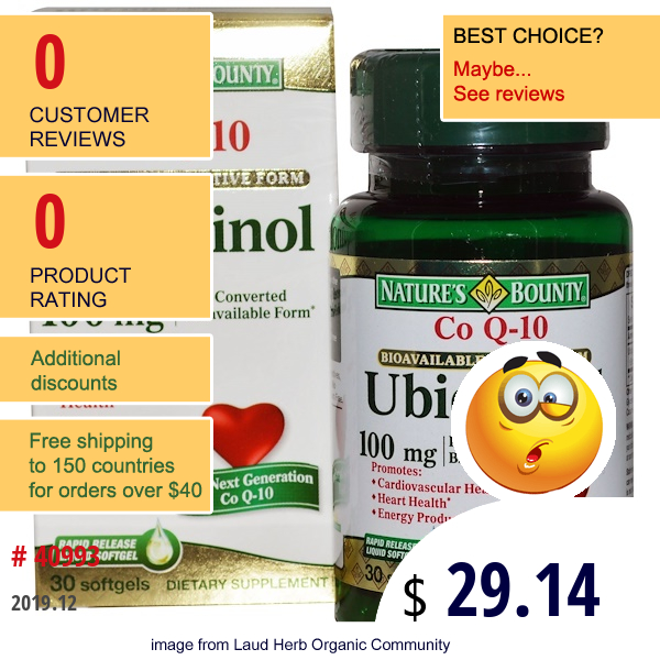 Nature'S Bounty, Ubiquinol, Co Q-10, 100 Mg, 30 Softgels  