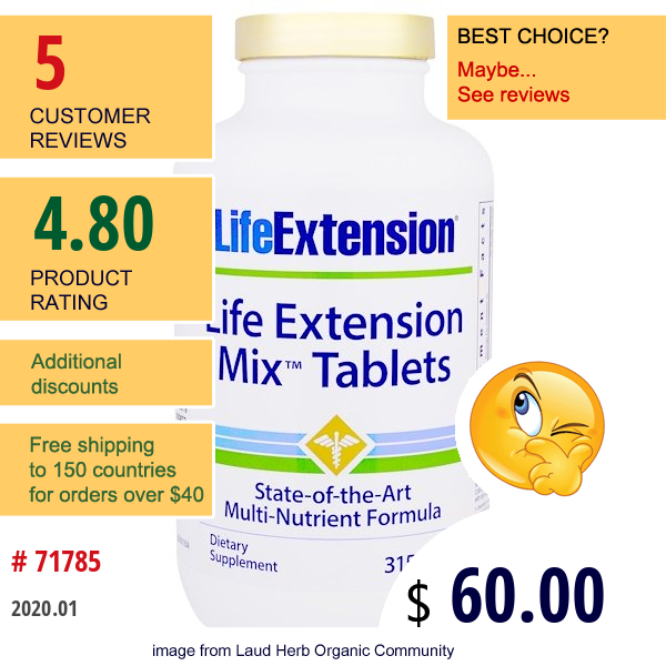 Life Extension, Mix Tablets, 315 Tablets  