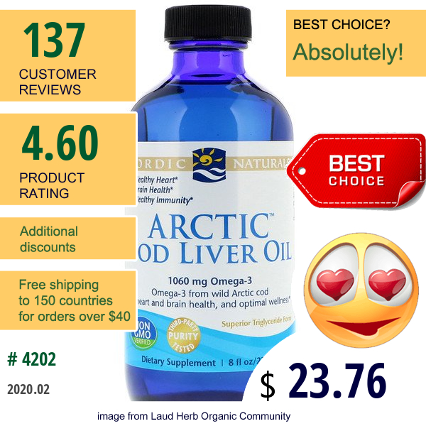 Nordic Naturals, Arctic Cod Liver Oil, 8 Fl Oz (237 Ml)