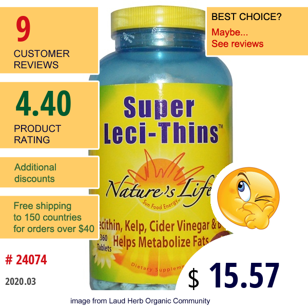Nature'S Life, Super Leci-Thins, 360 Tablets Nature'S Life, Super Leci-Thins, 360 Tablets