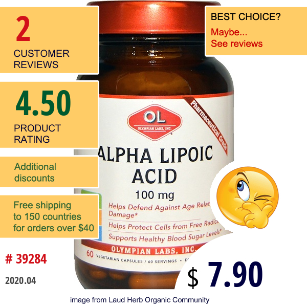 Olympian Labs, Alpha Lipoic Acid, 100 Mg, 60 Veggie Caps  