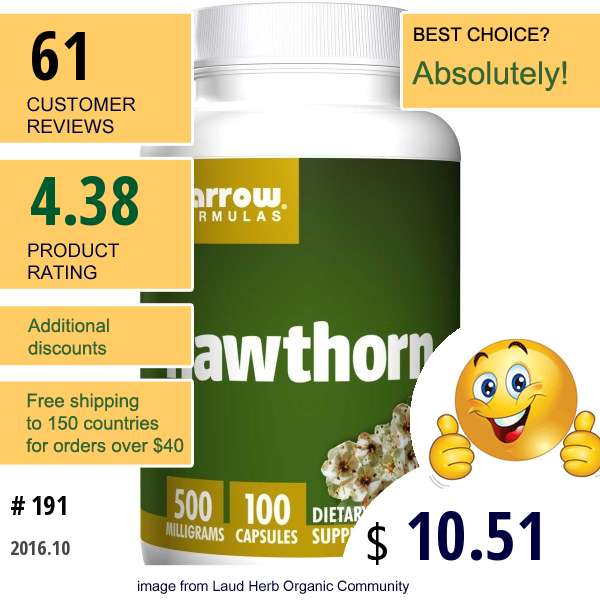 Jarrow Formulas, Hawthorn, 500 Mg, 100 Capsules