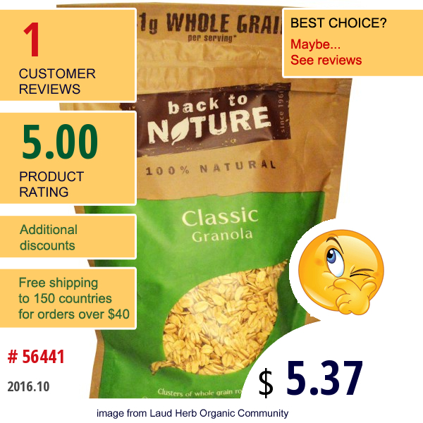 Back To Nature, 100% Natural Classic Granola, 13.5 Oz (382 G)