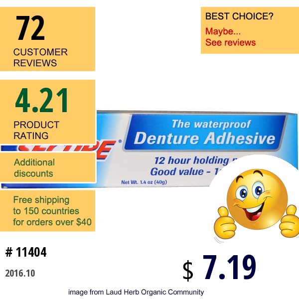 A Vogel, Denture Adhesive, Waterproof, 1.4 Oz (40 G)