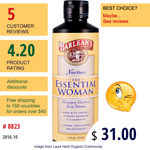 Barleans, The Essential Woman, 16 Fl Oz (473 Ml)  