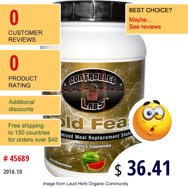 Controlled Labs, Gold Feast, Optimized Meal Replacement Shake, Juicy Watermelon, 3.3 Lbs (1482 G)  