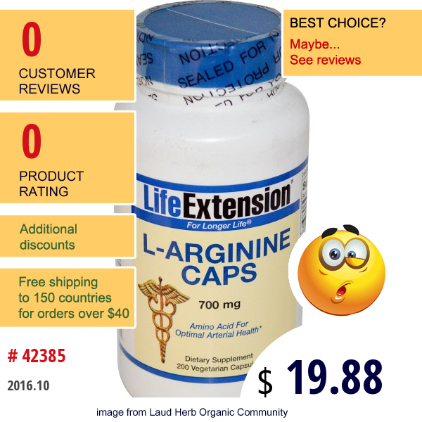 Life Extension, L-Arginine Caps, 700 Mg, 200 Veggie Caps