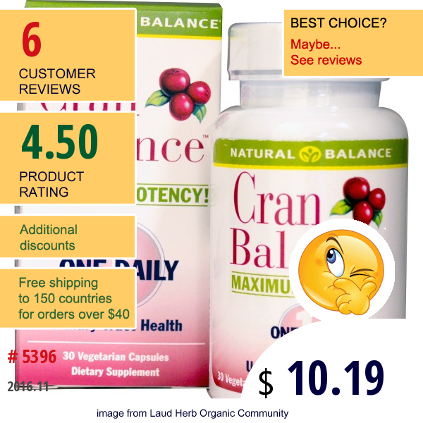 Natural Balance, Cran Balance, Urinary Tract Health, 30 Veggie Caps Natural Balance, Cran Balance, Urinary Tract Health, 30 Veggie Caps