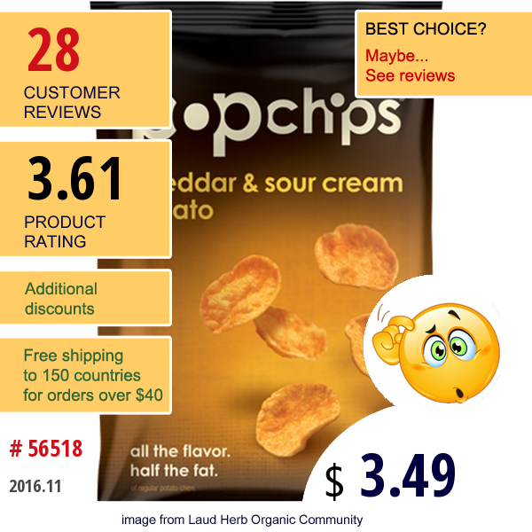 Popchips, Cheddar & Sour Cream Potato Chips, 3.5 Oz (99 G)  