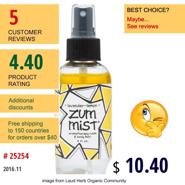 Indigo Wild, Zum Mist, Aromatherapy Room & Body Mist, Lavender-Lemon, 4 Fl Oz