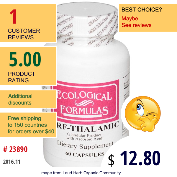 Cardiovascular Research Ltd., Ecological Formulas, Hrf-Thalamic, 60 Capsules  