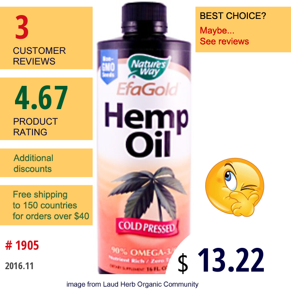 Natures Way, Efa Gold, Hemp Oil, 16 Fl Oz (474 Ml)  