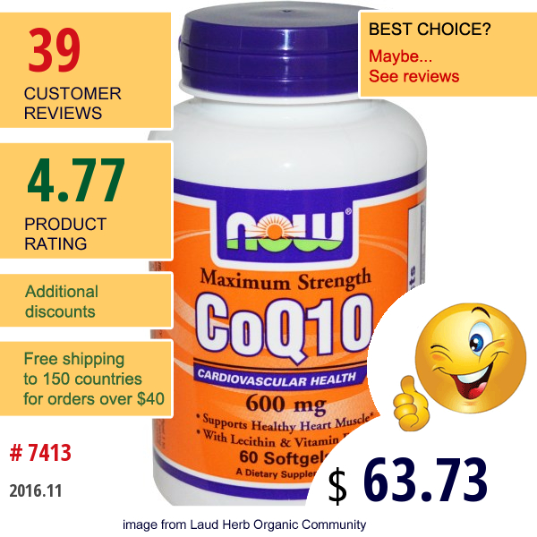 Now Foods, Coq10, 600 Mg, 60 Softgels