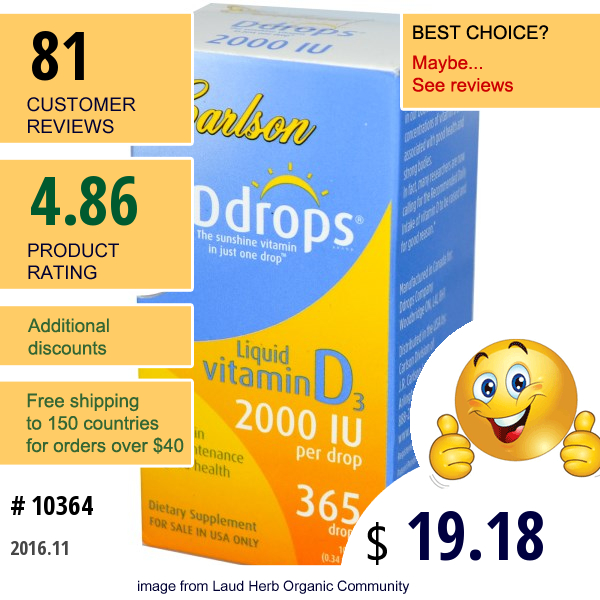 Carlson Labs, Ddrops, Vitamin D3, 2000 Iu, 10 Ml  