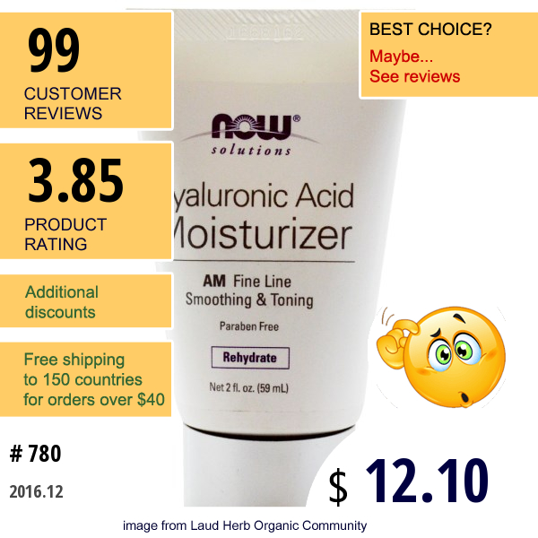 Now Foods, Solutions, Hyaluronic Acid Moisturizer, 2 Fl Oz (59 Ml)