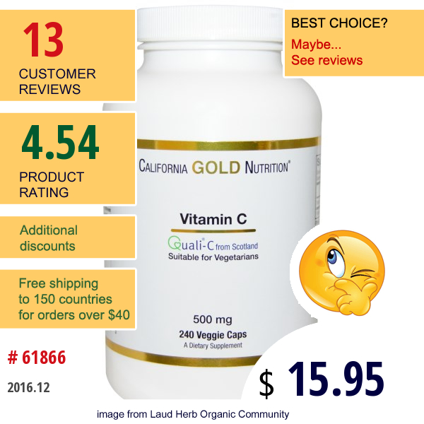 California Gold Nutrition, Vitamin C, Quali-C, 500 Mg, 240 Veggie Caps