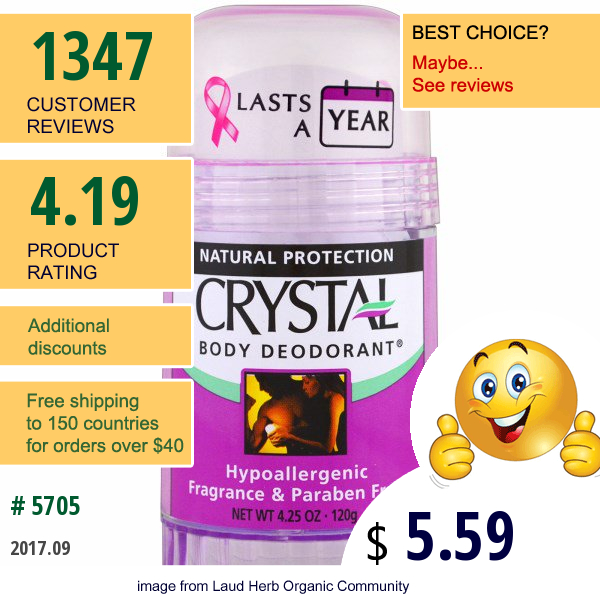 Crystal Body Deodorant, Deodorant Stick, 4.25 Oz (120 G)