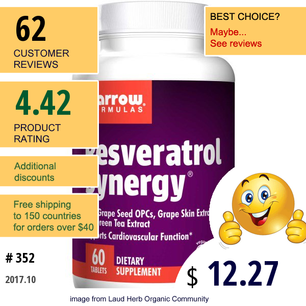 Jarrow Formulas, Resveratrol Synergy, 60 Tablets