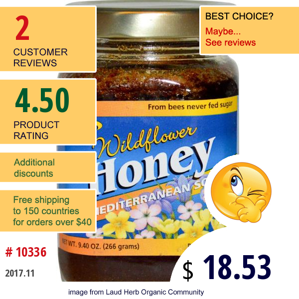 North American Herb & Spice Co., Raw Wildflower Honey, 9.40 Oz (266 G)  