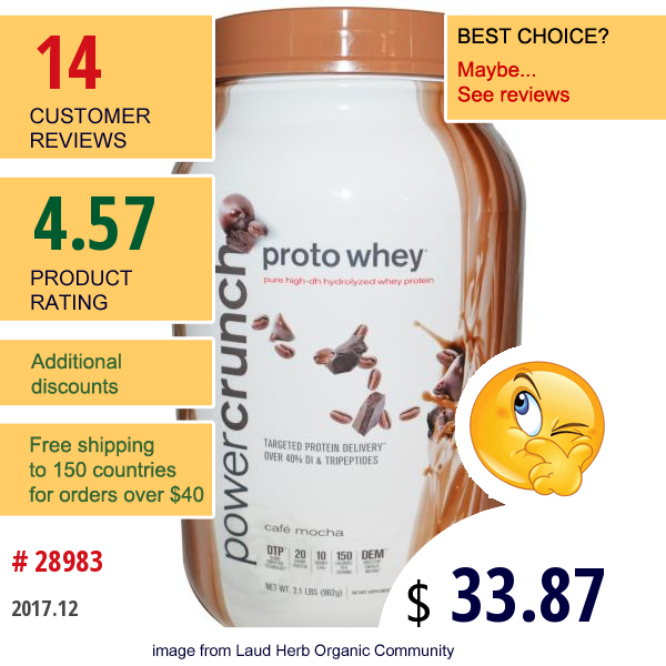 Bnrg, Proto Whey, Power Crunch, Café Mocha, 2.1 Lbs (962 G)  