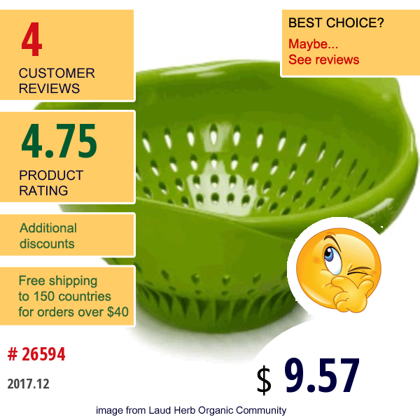 Preserve, Colander, Large, Green, 3.5 Qt  